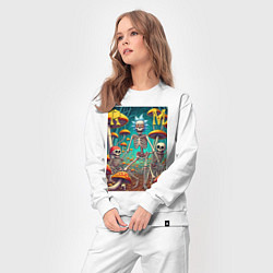 Костюм хлопковый женский Скелеты Рика и Морти на грибной поляне - нейроарт, цвет: белый — фото 2