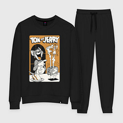 Костюм хлопковый женский Том и Джерри - тосты, цвет: черный