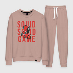 Костюм хлопковый женский Squid squid game, цвет: пыльно-розовый