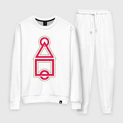 Костюм хлопковый женский Символы игры в кальмара, цвет: белый