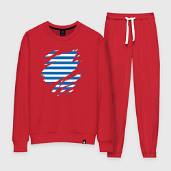 Костюм хлопковый женский Порванная тельняшка, цвет: красный