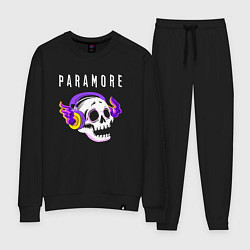 Костюм хлопковый женский Paramore - неоновый череп, цвет: черный