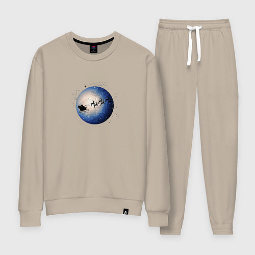 Женский костюм Санта на оленях - темный / Миндальный – фото 1