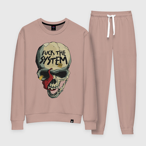 Женский костюм Skull - fuck the system / Пыльно-розовый – фото 1