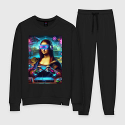 Костюм хлопковый женский Mona Lisa is an avid gamer - cyberpunk, цвет: черный