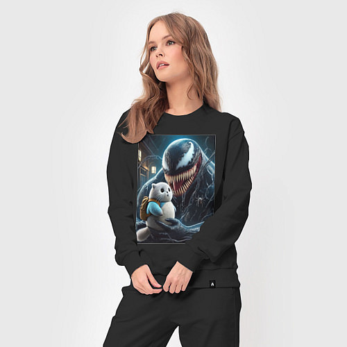 Женский костюм Venom and funny kitten with backpack / Черный – фото 3