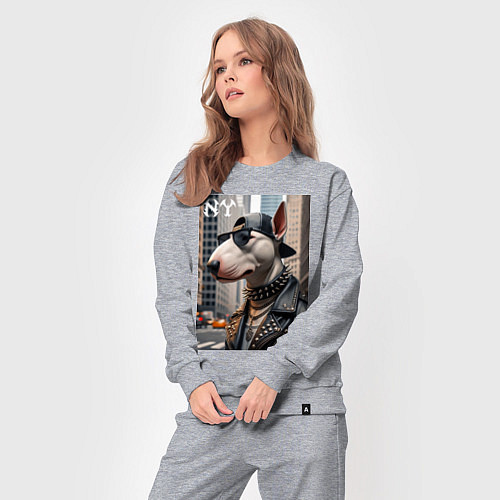 Женский костюм Чувак бультерьер житель Нью-Йорка / Меланж – фото 3