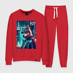 Женский костюм Крутой волчара в ночном Нью-Йорке - нейроарт