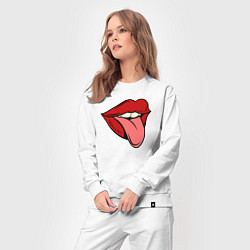 Костюм хлопковый женский Girl lips, цвет: белый — фото 2