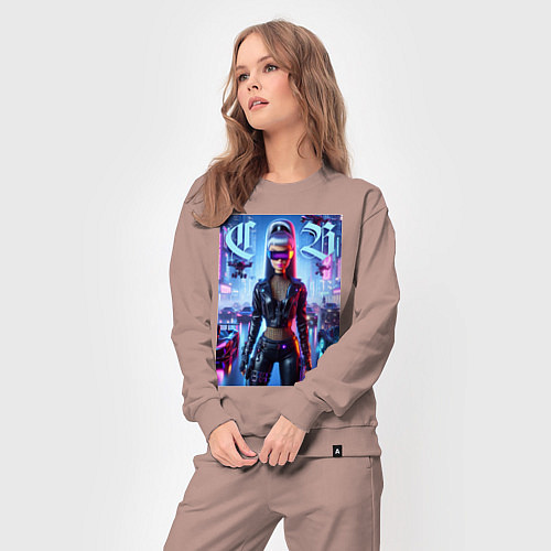 Женский костюм Cyber girl Barbie - neon glow / Пыльно-розовый – фото 3