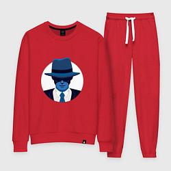 Костюм хлопковый женский Детектив в шляпе синий, цвет: красный