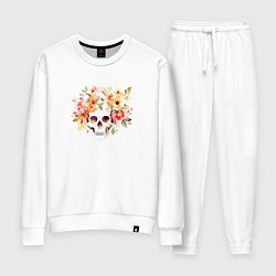 Женский костюм Акварельный череп с цветами