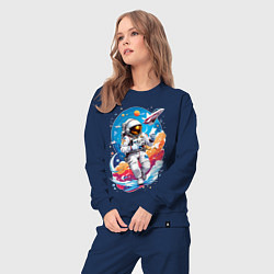 Костюм хлопковый женский Космонавт в небе, цвет: тёмно-синий — фото 2