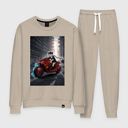 Костюм хлопковый женский Shiroko лиса на футуристичном мотоцикле, цвет: миндальный