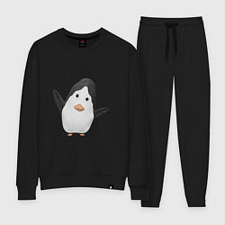 Костюм хлопковый женский Cartoon penguin, цвет: черный