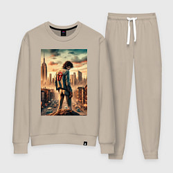 Костюм хлопковый женский Mick Jagger is the world legend, цвет: миндальный