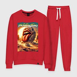 Костюм хлопковый женский Rolling Stones - stylization of the logo, цвет: красный