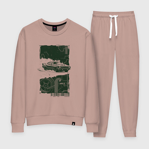 Женский костюм Спорткар в гранж стиле / Пыльно-розовый – фото 1