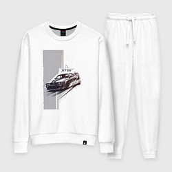 Костюм хлопковый женский Спорткар для уличной гонки, цвет: белый