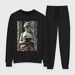 Костюм хлопковый женский Стрит арт и античность, цвет: черный