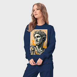 Костюм хлопковый женский Арт с античным портретом, цвет: тёмно-синий — фото 2