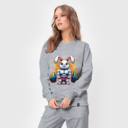 Костюм хлопковый женский Gym bunny barbell, цвет: меланж — фото 2