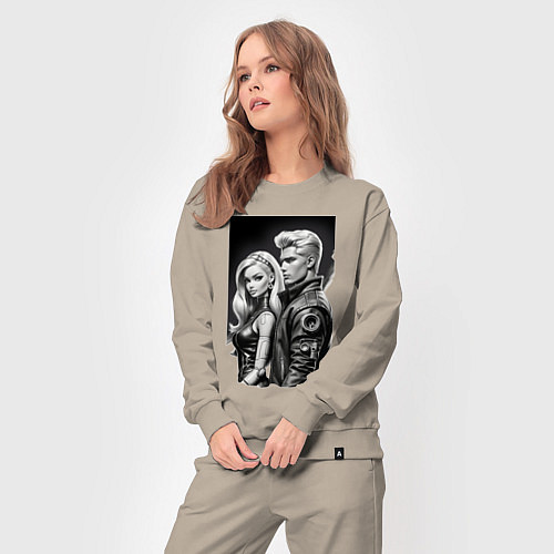 Женский костюм Барби и Кен - киберпанк эскиз / Миндальный – фото 3