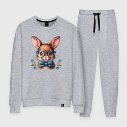 Костюм хлопковый женский Кролик мальчик в очках, цвет: меланж