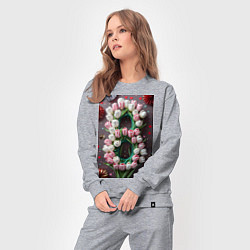 Костюм хлопковый женский Тюльпаны к празднику 8 марта, цвет: меланж — фото 2