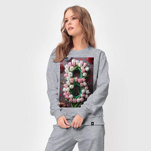 Женский костюм Тюльпаны к празднику 8 марта / Меланж – фото 3