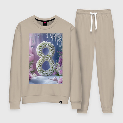 Женский костюм Ландыши к 8 марта на снегу / Миндальный – фото 1