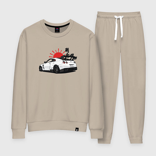 Женский костюм Авто и иероглифы / Миндальный – фото 1