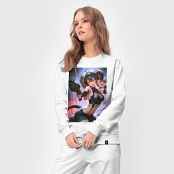 Костюм хлопковый женский Девушка-демон с пистолетом, цвет: белый — фото 2