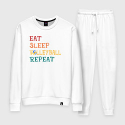 Костюм хлопковый женский Eat sleep volley, цвет: белый