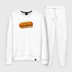 Костюм хлопковый женский I love you hot dog, цвет: белый