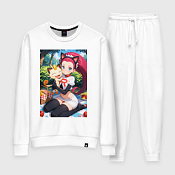 Костюм хлопковый женский Джесси и Мяут на пикнике, цвет: белый