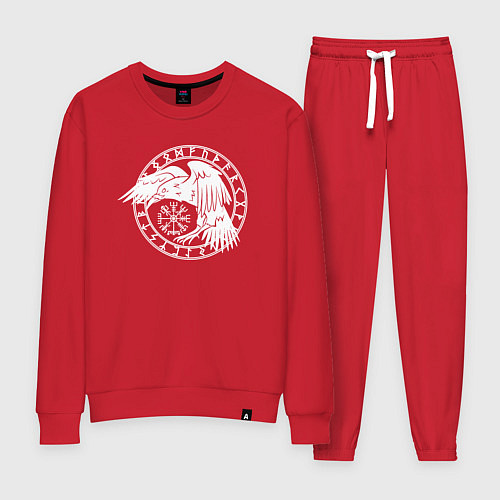 Женский костюм Северный ворон в круге рун / Красный – фото 1