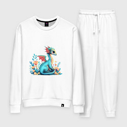 Костюм хлопковый женский Бирюзовый дракон, цвет: белый