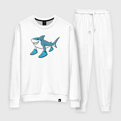 Костюм хлопковый женский Тралалеро тралала, акула в кроссовках, мем, цвет: белый