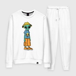 Костюм хлопковый женский Инопланетянин в шляпе, цвет: белый