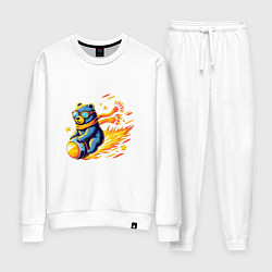 Костюм хлопковый женский Медведь-метеорит, цвет: белый