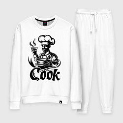 Костюм хлопковый женский Повар готовит блюдо, цвет: белый