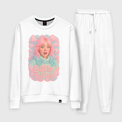 Костюм хлопковый женский Билли Айлиш в розовыми волосами, цвет: белый