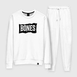 Костюм хлопковый женский Bones лого, цвет: белый