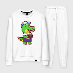 Костюм хлопковый женский Крокодил с фотиком, цвет: белый