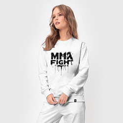 Костюм хлопковый женский MMA боец черной краской, цвет: белый — фото 2