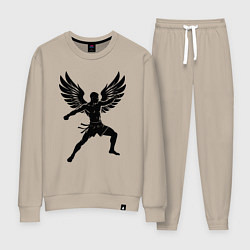 Костюм хлопковый женский Крылатый ММА боец, цвет: миндальный