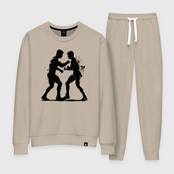 Костюм хлопковый женский Рестлерский поединок, цвет: миндальный