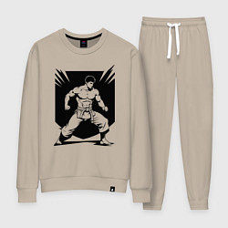 Костюм хлопковый женский Аниме самбист, цвет: миндальный