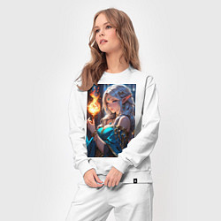 Костюм хлопковый женский Прекрасная эльфийка-маг с шаром огня, цвет: белый — фото 2